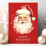 Red Vintage Watercolor Santa Claus Christmas<br><div class="desc">Send festive greetings with our Red Vintage Watercolor Santa Claus Christmas Holiday Card! This charming card features a nostalgic watercolor illustration of Santa Claus set against a vibrant background, adorned with delicate snowflakes. Perfect for spreading holiday cheer, this card captures the timeless spirit of Christmas. The inside is blank, allowing...</div>