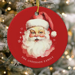 Red Vintage Watercolor Santa Claus Christmas Ceramic Tree Decoration<br><div class="desc">Celebrate the festive season with our Red Vintage Watercolor Santa Claus Christmas Ceramic Ornament! This charming ornament features a nostalgic Santa Claus design set against a stylish solid background, combining vintage charm with modern flair. Perfect for adding a festive touch to your Christmas Tree. Personalise this custom design with your...</div>