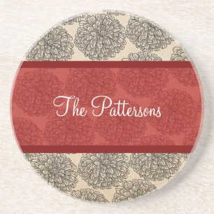Red Vintage Zinnia Coaster