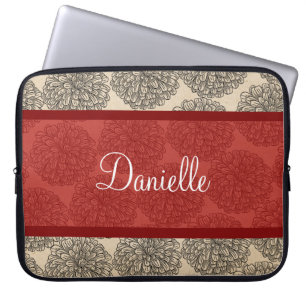 Red Vintage Zinnia Laptop Sleeve