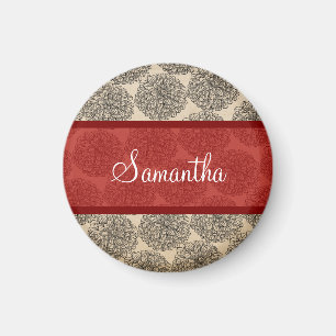 Red Vintage Zinnia Magnet
