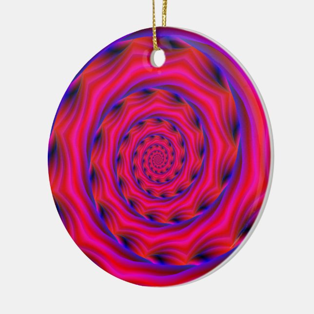 Red Violet and Blue Spiral Ceramic Tree Decoration (Left)