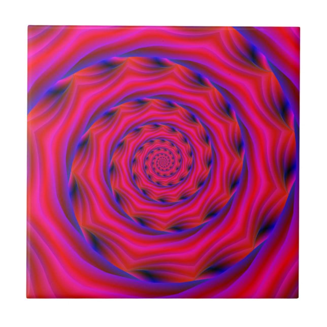 Red Violet and Blue Spiral Tile (Front)