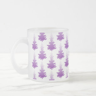 Red-Violet Evergreen Christmas Tree Frosted Glass Coffee Mug