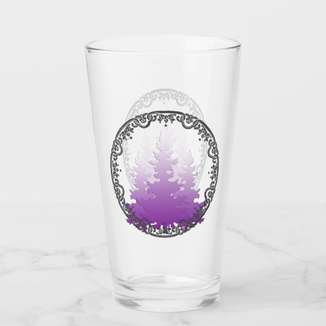 Red-Violet Evergreen Christmas Trees Glass (Front)