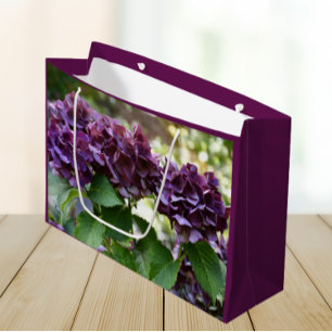 Red Violet Hydrangea Blooms Floral Large Gift Bag