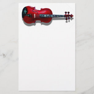 RED VIOLIN ON WHITE -STATIONERY STATIONERY