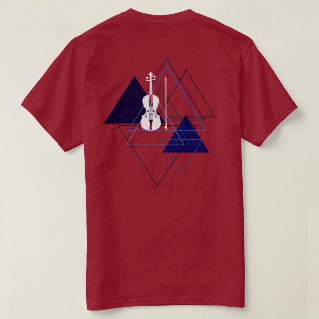 Red violin with name minimal and modern Violinist T-Shirt (Design Back)