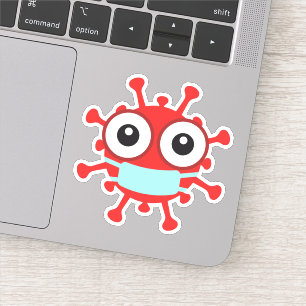 Red virus with face mask