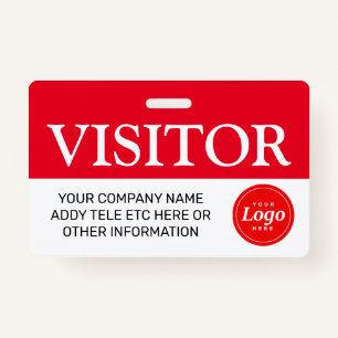 Red Visitor Badge ID Badge