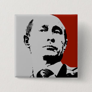 Red Vladimir Putin 15 Cm Square Badge