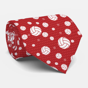 Red Volleyball Chevron Patterned Tie