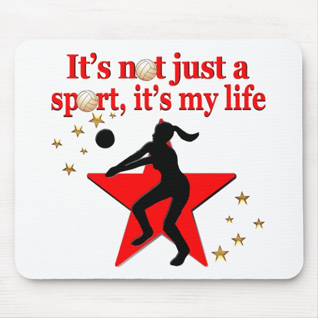 RED VOLLEYBALL IS MY LIFE DESIGN MOUSE PAD (Front)