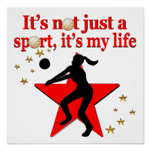 RED VOLLEYBALL IS MY LIFE DESIGN POSTER