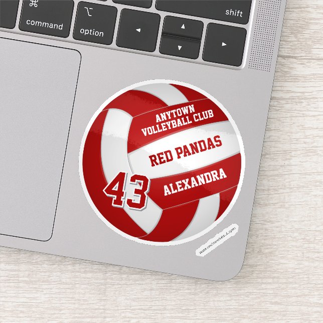 red volleyball team colours kids name jersey numbe (Detail)