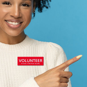 Red Volunteer Badge Name Tag