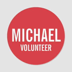 Red Volunteer Badge with Custom Name