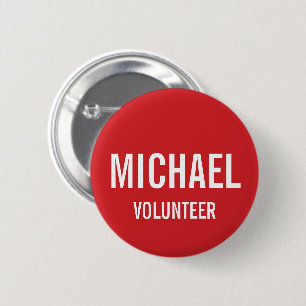 Red Volunteer Badge with Custom Name