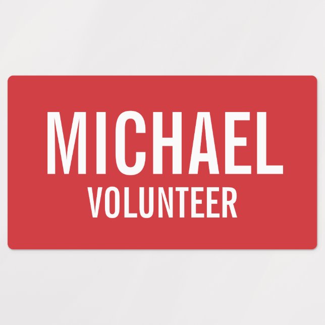 Red Volunteer Badge with Custom Name (Design 1)