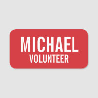 Red Volunteer Badge with Custom Name