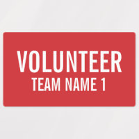 Red Volunteer Badge with Custom Team Name