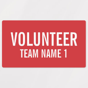 Red Volunteer Badge with Custom Team Name