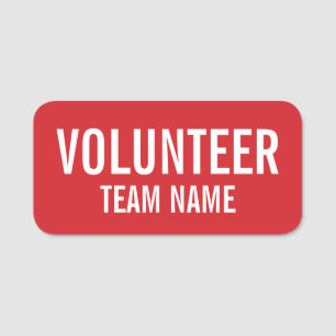 Red Volunteer Badge with Custom Team Name