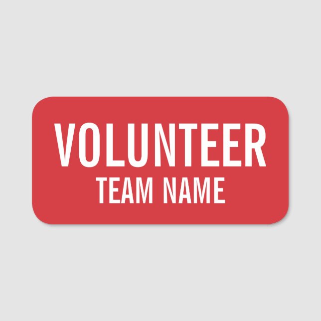 Red Volunteer Badge with Custom Team Name (Front)