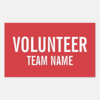 Red Volunteer Badge with Custom Team Name