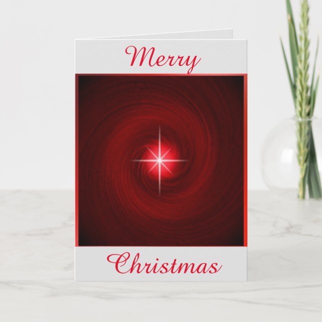 Red Vortex with Star Christmas Greeting Card (Front)