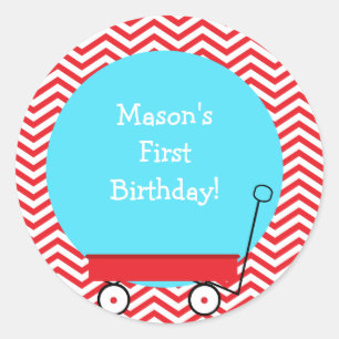 Red Wagon Favour Stickers