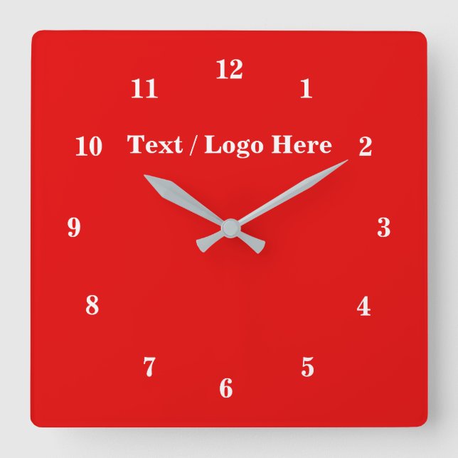 Red Wall Clock with Custom Text Choose Your Colour (Front)