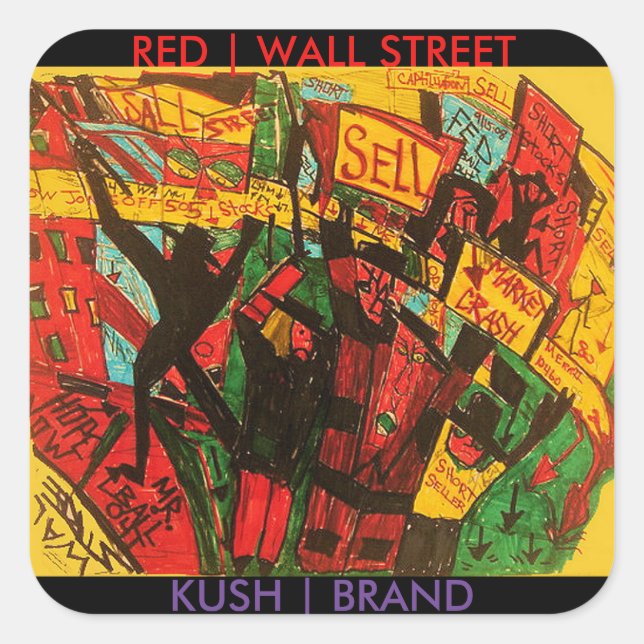 RED WALL STREET KUSH BRAND SQUARE STICKER (Front)
