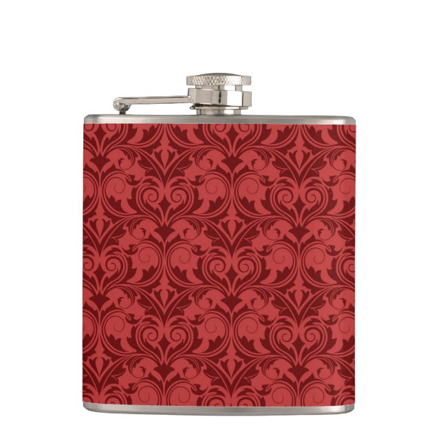 Red Wallpaper Hip Flask (Front)