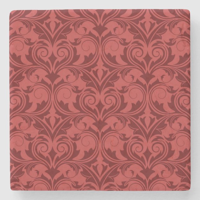 Red Wallpaper Stone Coaster (Front)