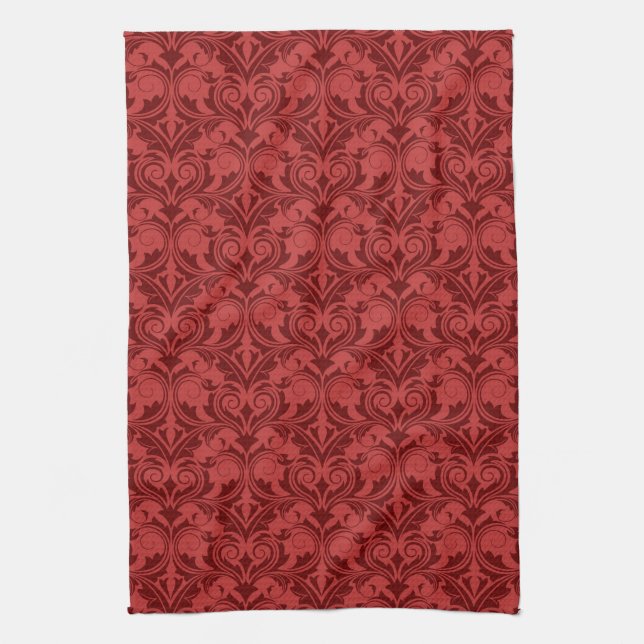 Red Wallpaper Tea Towel (Vertical)