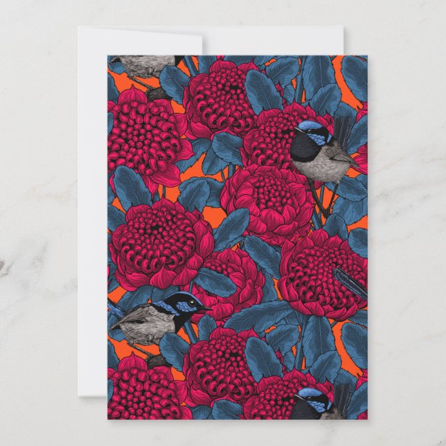 Red waratah and fairy wrens (Front)