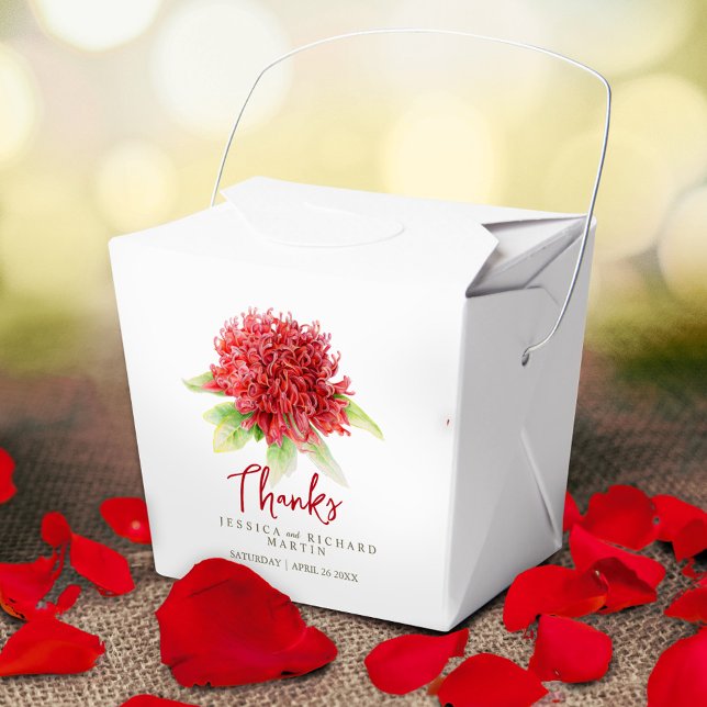 Red waratah flower art thank you custom favour box (Creator Uploaded)