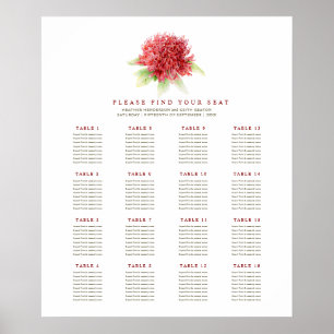 Red waratah flower photos wedding 16 tables poster