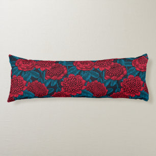 Red waratah flowers body cushion