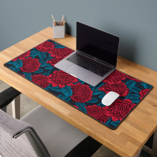 Red waratah flowers desk mat