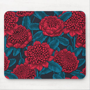 Red waratah flowers mouse pad
