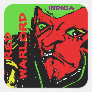 RED WARLORD INDICA SQUARE STICKER