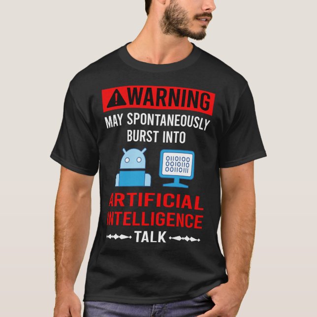 Red Warning Artificial Intelligence AI T-Shirt (Front)
