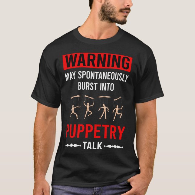 Red Warning Puppetry Puppet Puppets T-Shirt (Front)