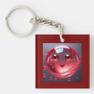 Red Water Bubble Emoji Key Ring