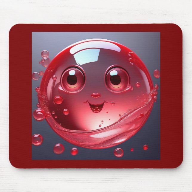 Red Water Bubble Emoji  Mouse Pad (Front)