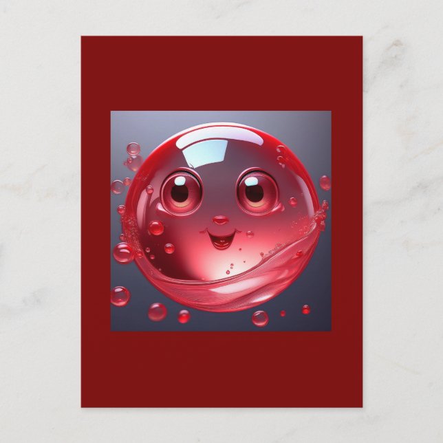 Red Water Bubble Emoji Postcard (Front)