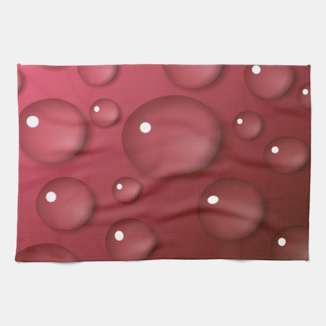 Red Water Drop Pattern Tea Towel (Horizontal)