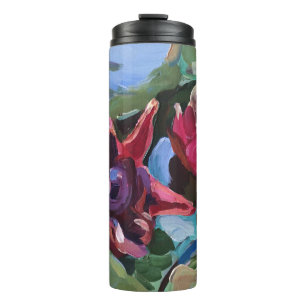 Red water lilies thermal tumbler
